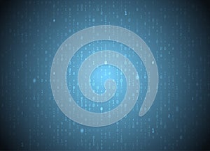 Vector binary code blue background. Big data and programming hacking, deep decryption and encryption, computer streaming numbers 1