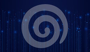 Vector binary code dark blue background. Coding or Hacker concept. Big data and programming hacking, deep decryption and
