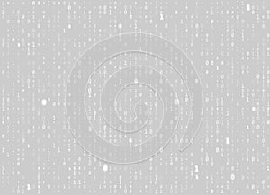 Vector binary code gray seamless background. Big data and programming hacking, decryption and encryption, computer streaming white