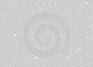 Vector binary code gray seamless background. Big data and programming hacking, decryption and encryption, computer streaming white