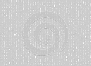 Vector binary code gray seamless background. Big data and programming hacking, decryption and encryption, computer streaming white