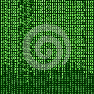 Vector Binary Code Numbers Stream, Background, Shining Illustration.