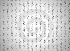 Vector binary code white background. Big data and programming hacking, decryption and encryption, computer streaming black numbers