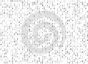Vector binary code white seamless background. Big data and programming hacking, decryption and encryption, computer streaming