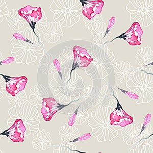 Vector bindweed flowers texture