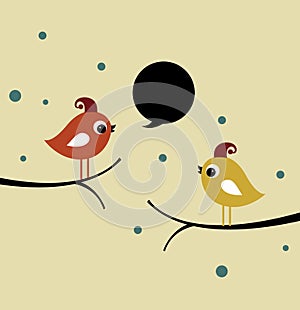 Vector birds xmas card