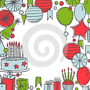 Vector birthday background. Sketch illustration