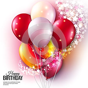 Vector birthday card with colorful balloons and