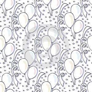 Vector birthday pattern with balloons. Seamless background for holiday