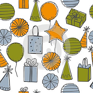 Vector birthday seamless pattern.