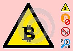 Vector Bitcoin Warning Triangle Sign Icon