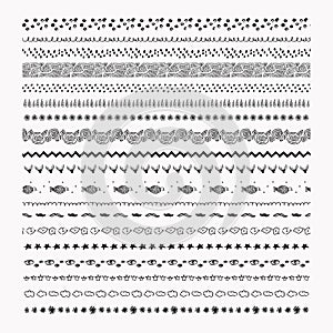 Vector black abstract textured seamless pattern borders