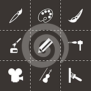 Vector black art tool icon set