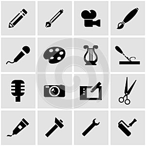 Vector black art tool icon set