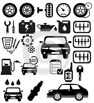 Vector black auto icons set
