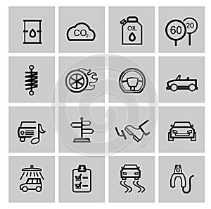 Vector black auto icons set