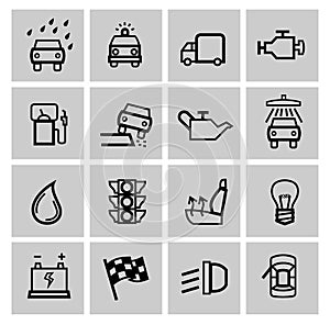 Vector black auto icons set