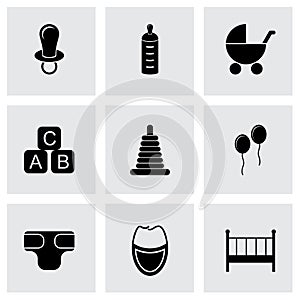 Vector black baby icon set