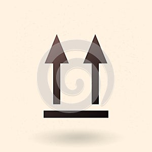 Vector Black Basic Icon - Two Arrows Up. Do not Turn Over Sign for Package
