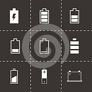 Vector black battery icon set