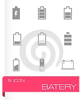 Vector black battery icon set