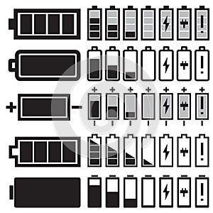 Vector black battery icons