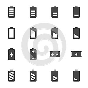 Vector black battery icons set