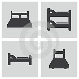 Vector black bed icons set