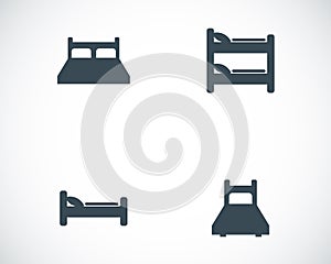 Vector black bed icons set