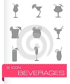 Vector black beverages icons set