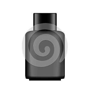 Vector black blank realistic square bottle with cap isolated on white background