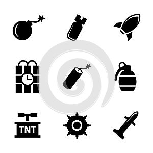 Vector black bomb icons set