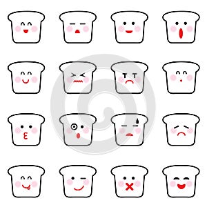 Vector black bread icon set on white