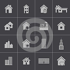 Vector black building icons set