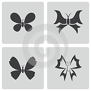 Vector black buttefly icons set