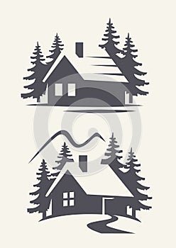 Vector black cabin photo