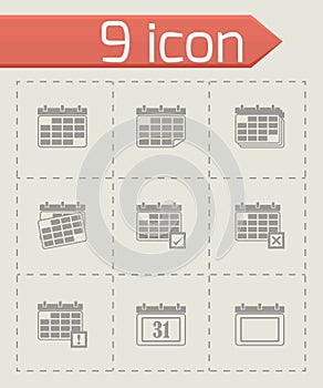 Vector black calendar icon set
