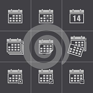 Vector black calendar icons set