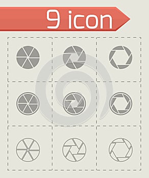 Vector black camera shutter icon set