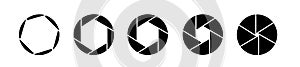 Vector black camera shutter icons set