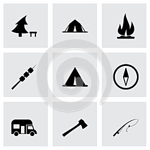 Vector black camping icon set