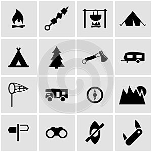 Vector black camping icon set