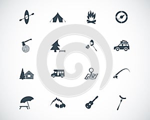Vector black camping icons