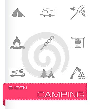 Vector black camping icons set