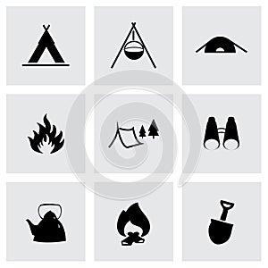Vector black camping icons set