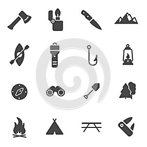 Vector black camping icons set