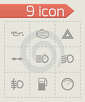 Vector black car dashboard icon set
