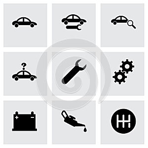 Vector black car service icon set