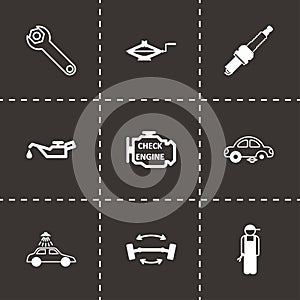 Vector black car service icons set