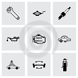 Vector black car service icons set